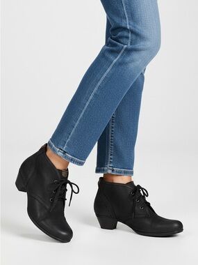 Rockport Black Ankle Booties with Lace-Up Design